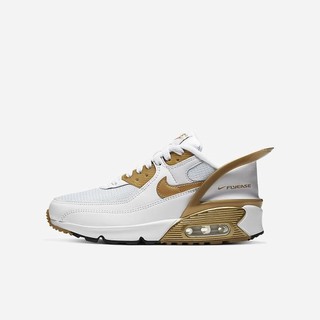 Pantofi Casual Nike Air Max 90 FlyEase Baieti Albi Negrii Metal Aurii | UQRD-84750